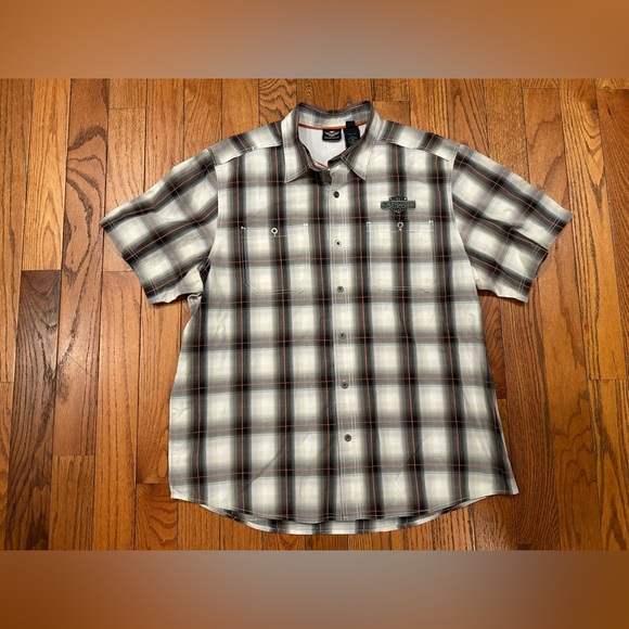Harley Davidson Button Down Up Shirt Biker 2XL XXL Knucklehead Panhead Plaid - Picture 2 of 10